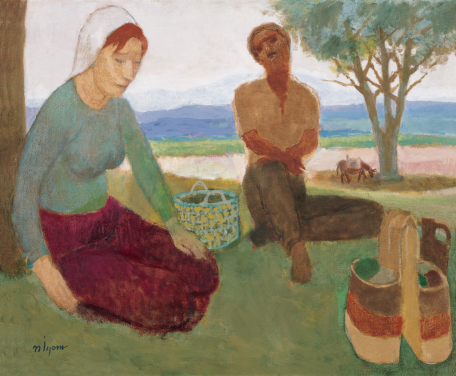 Figürlü peyzaj - Tarlada mola /  - s135-054