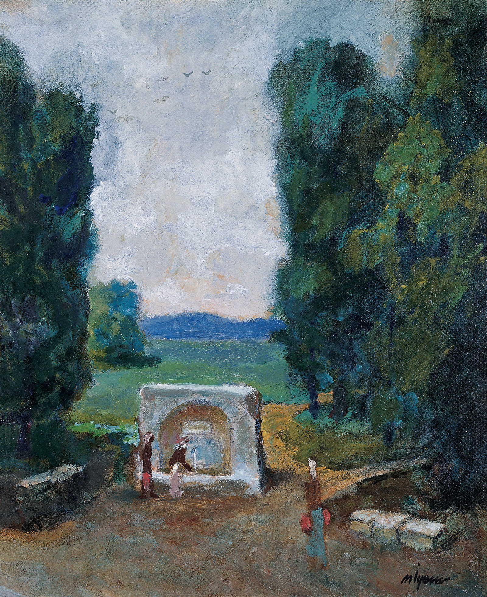 Peyzaj - Çeşme başında kadınla /  - s135-046